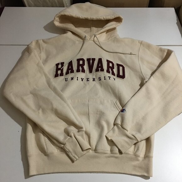 Champion Other - Harvard University Champion Mens Small Hoodie Sweatshirt Embroidered Ivory